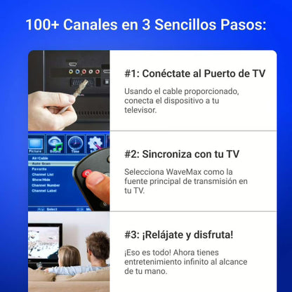 ANTENA SATELITAL WaveMax HD + 100 CANALES
